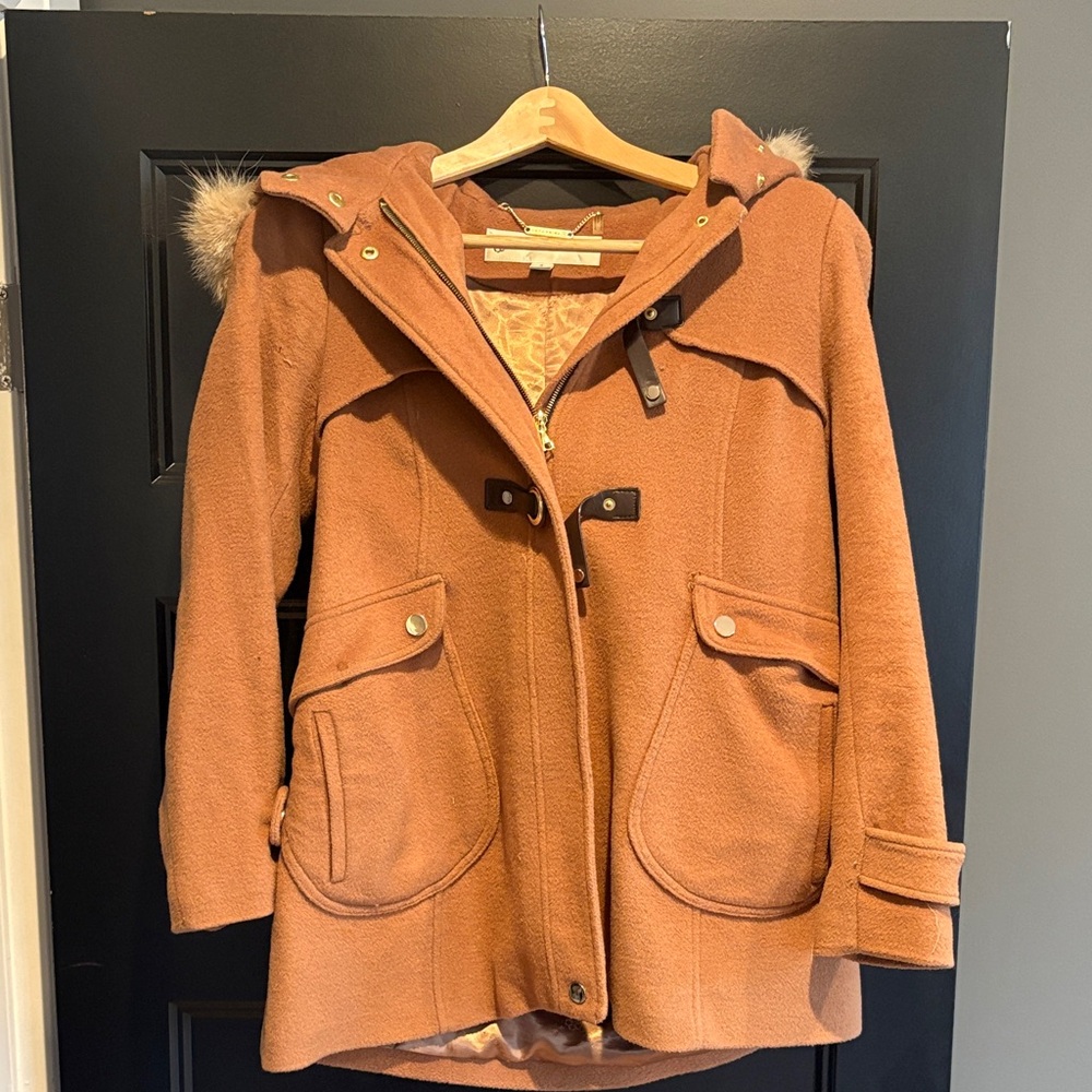 Trina Turk Brown Utility Jacket with Hood